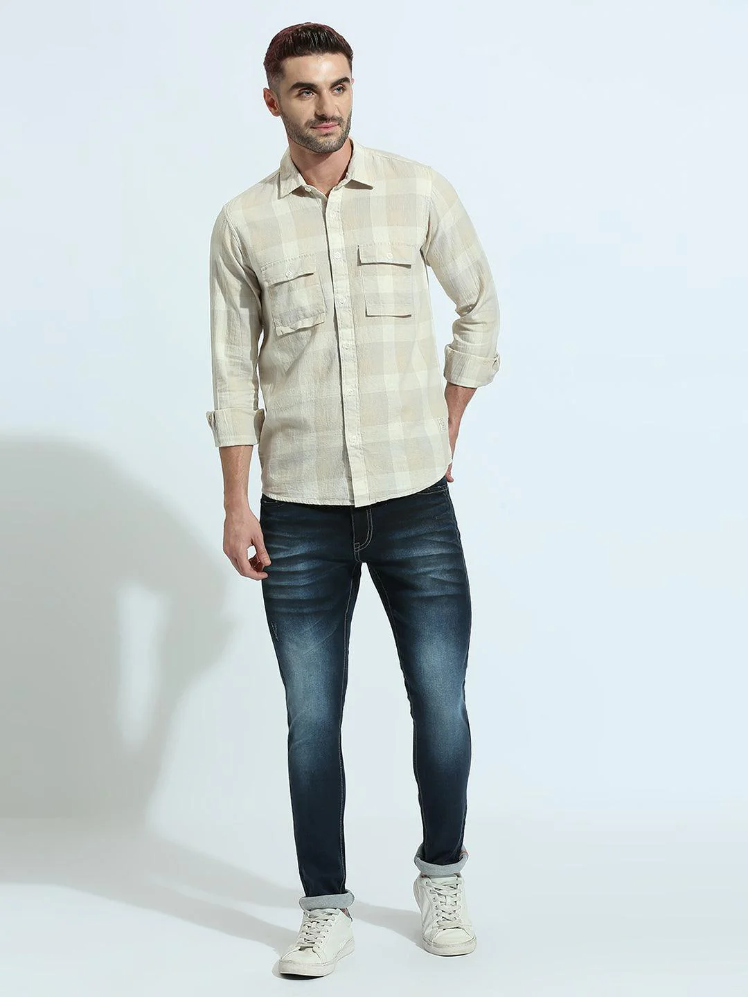 Beige Checkered Shirt - Image 6