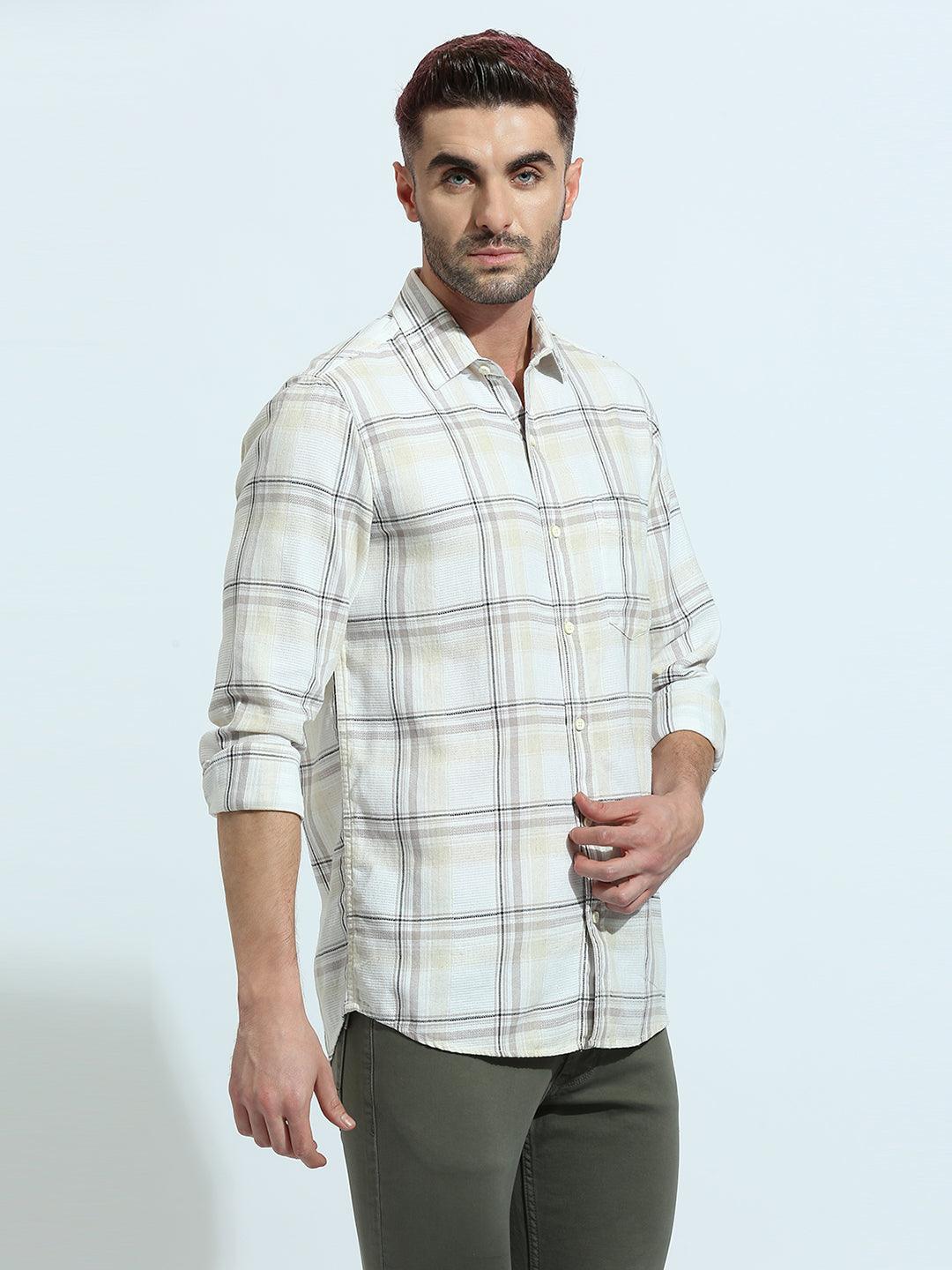 Beige Checkered Shirt - Image 3