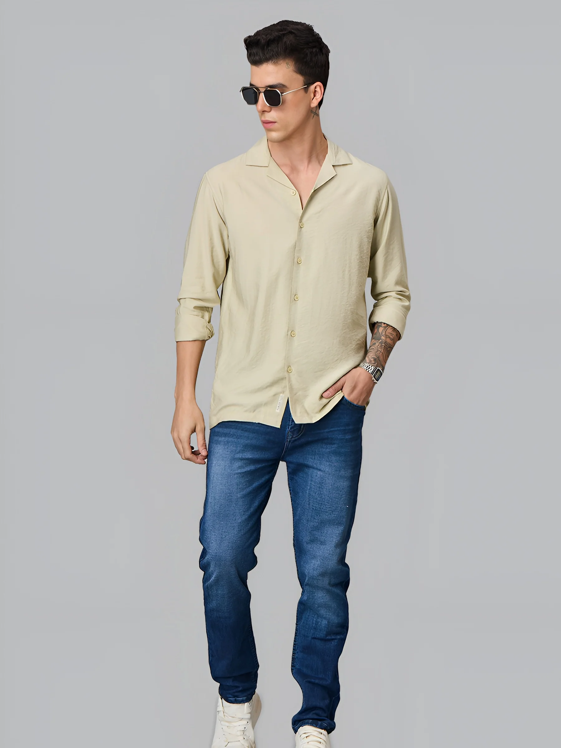 Beige Textured Shirt - Image 9