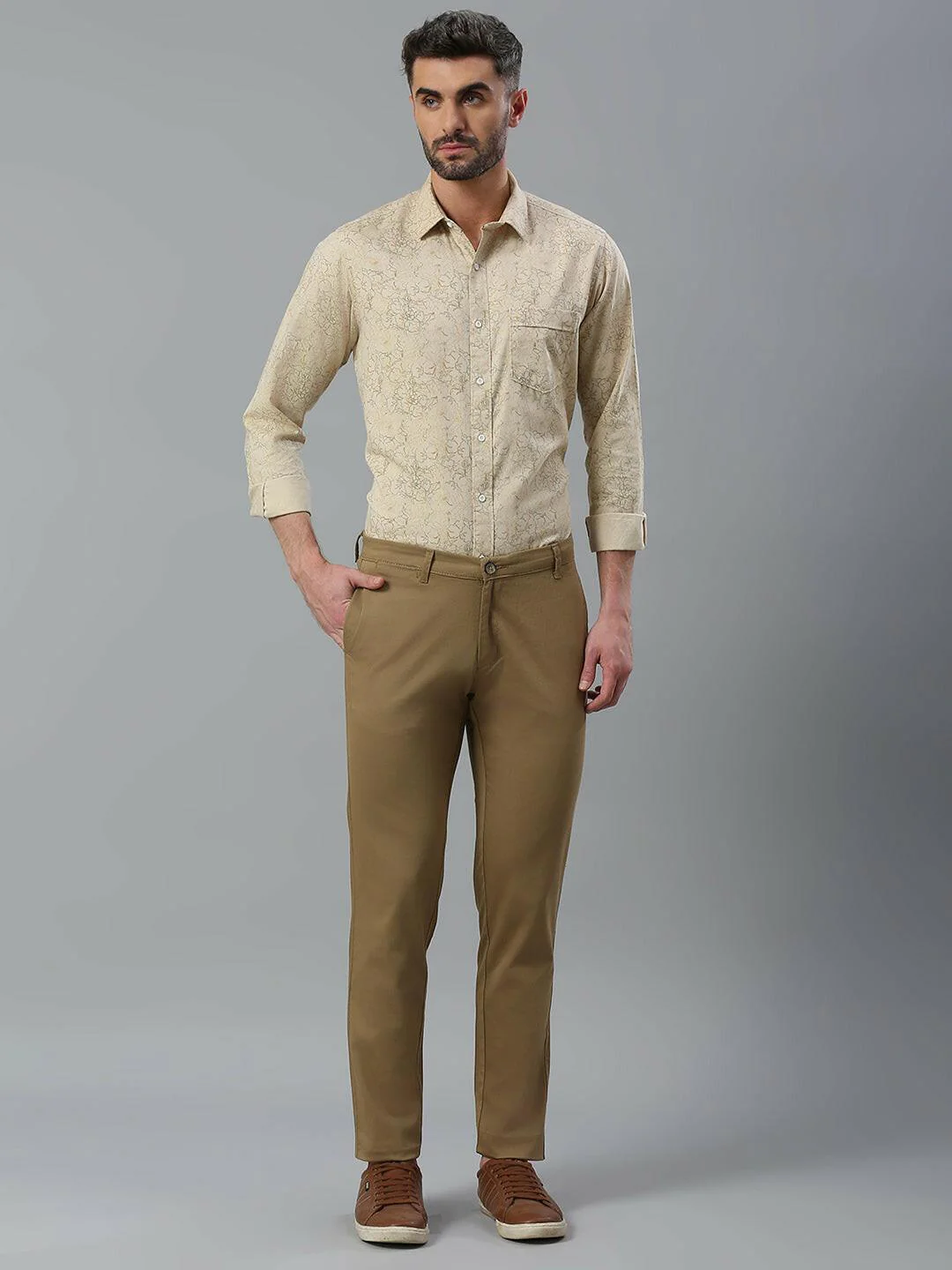 Stretchable Beige Narrow Chino Pants - Image 7