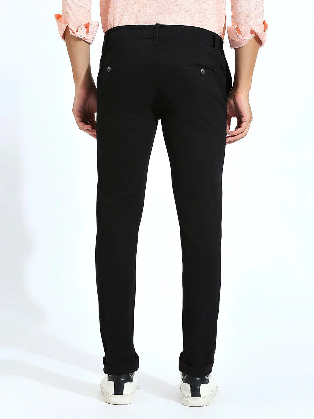 Black Tapered Narrow Fit Chino Pants - Image 5