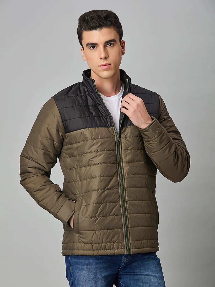 Olive Lightweight Puffer Jacket - Image 4