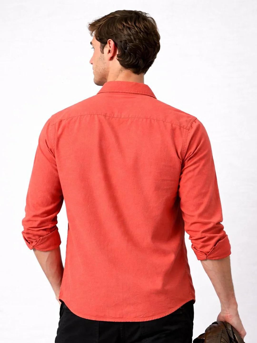 Carrot Orange Solid Shirt - Image 4