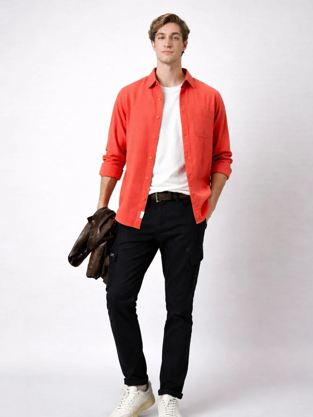 Carrot Orange Solid Shirt - Image 5