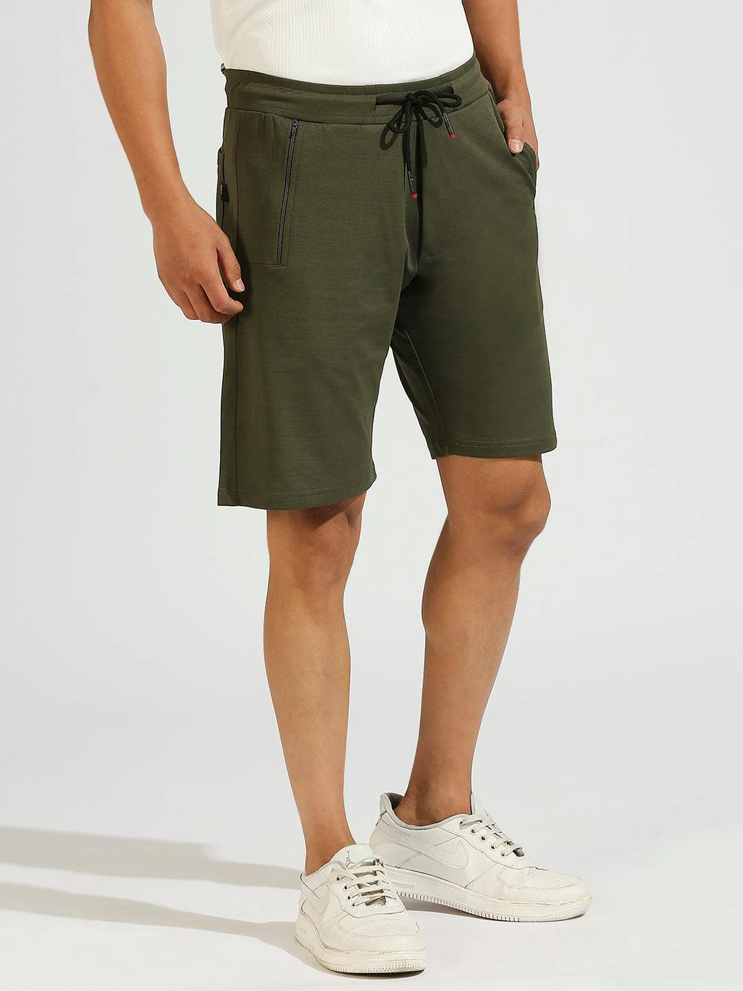 Zip Pocket Olive Shorts - Image 7