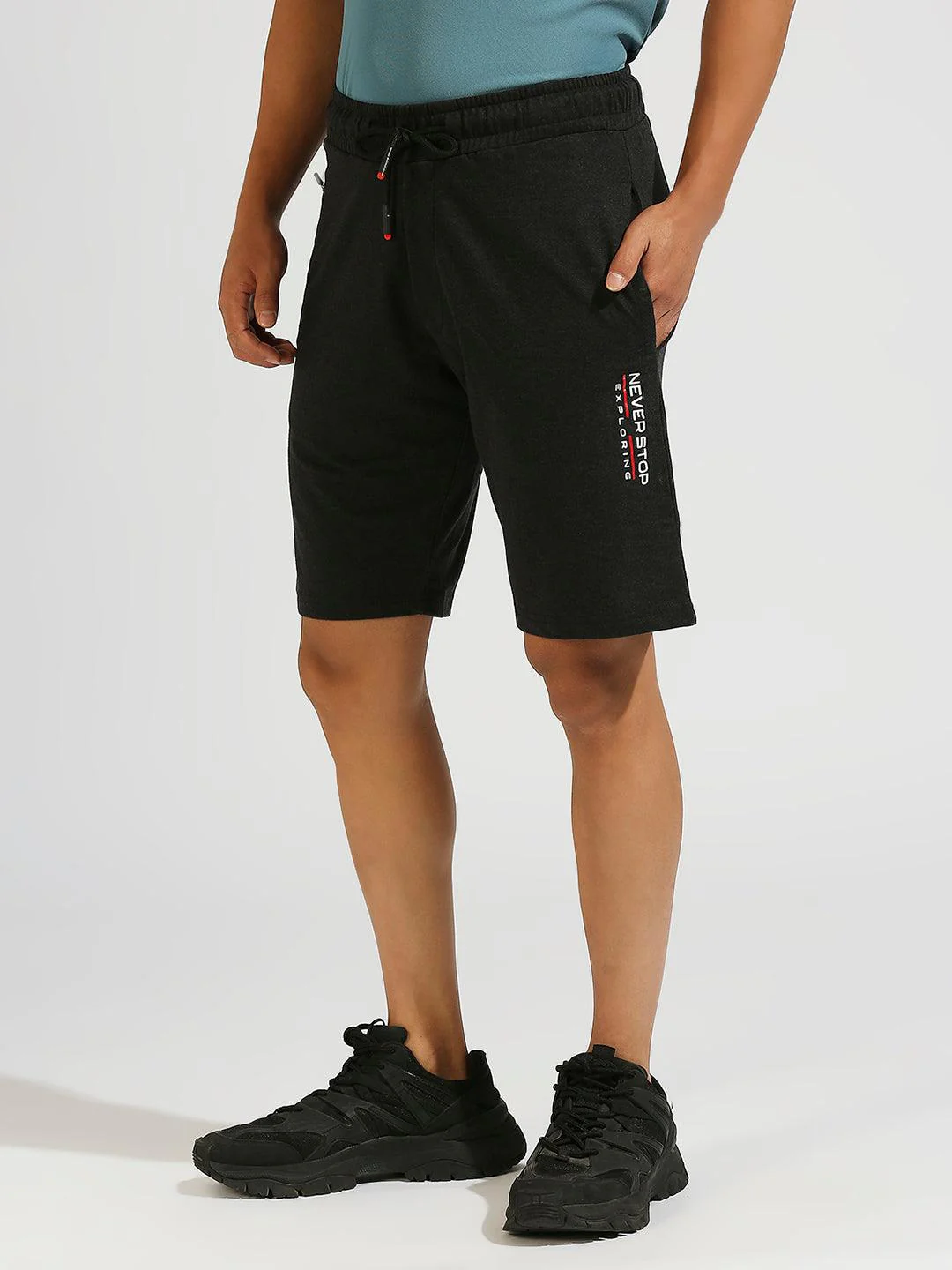 Zip Pocket Charcoal Black Shorts - Image 4