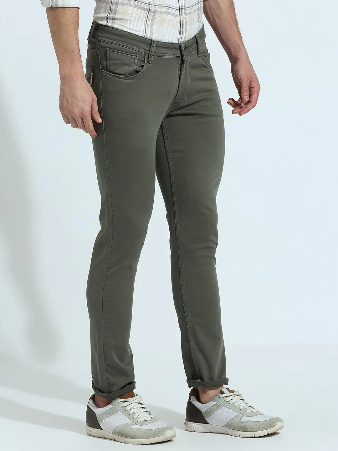 Stretchable Seaweed Green Skinny Fit Jeans - Image 3