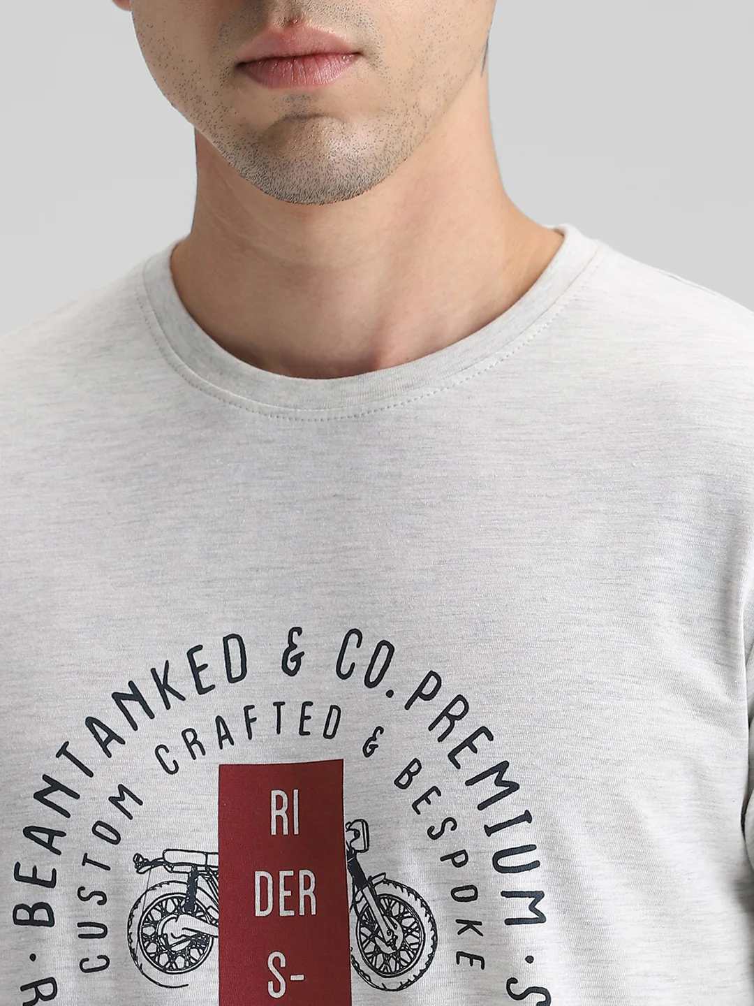 Ecru Melange Printed T-Shirt - Image 2