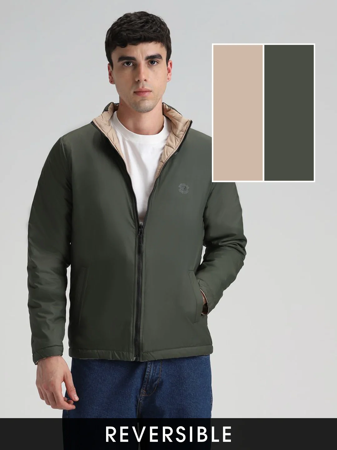Reversible Green and Cream Jacket - Image 2