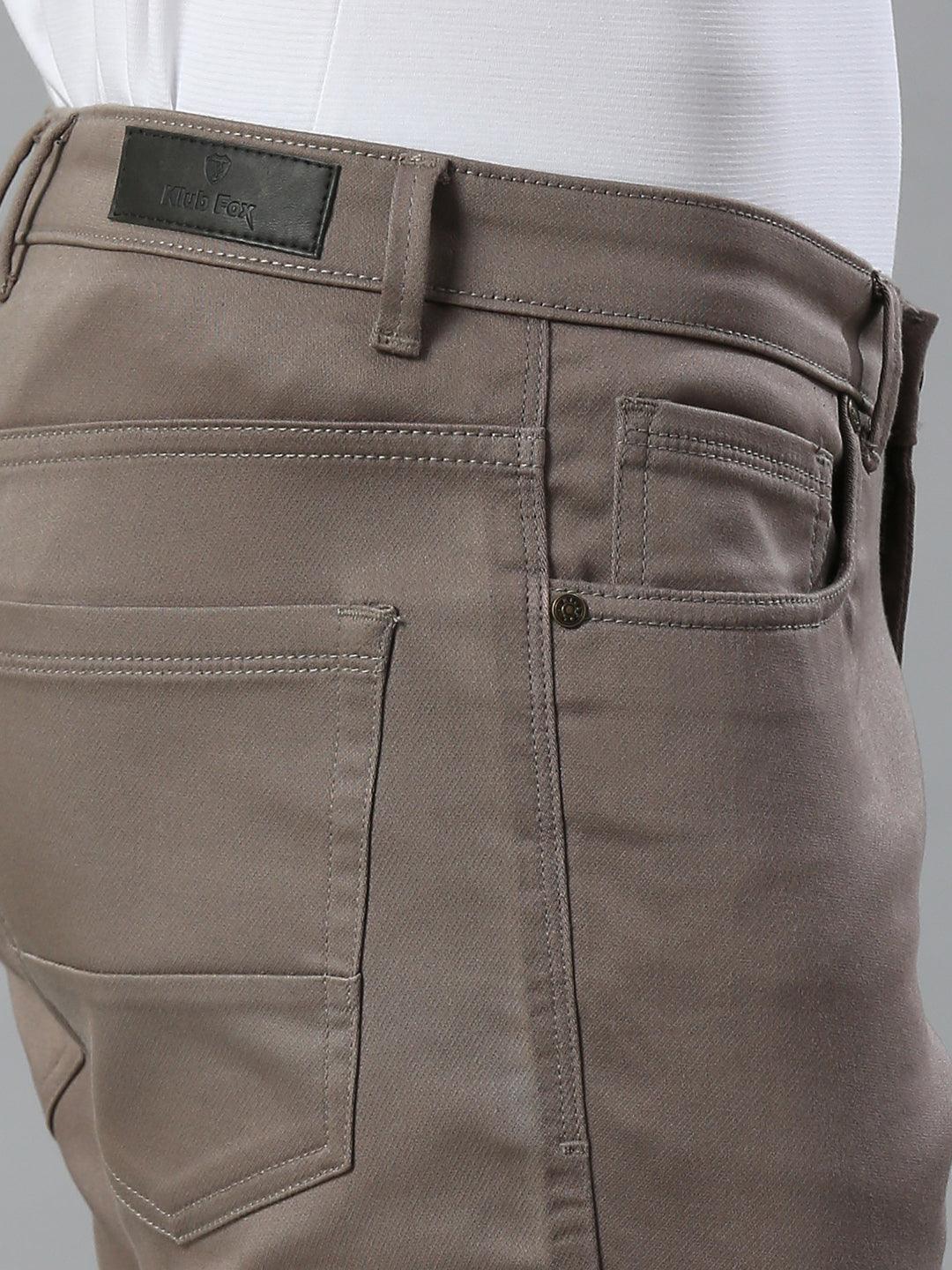 Stretchable Taupe Brown Narrow Fit Jeans