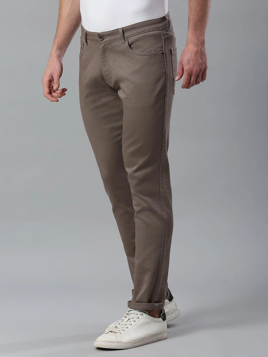 Stretchable Taupe Brown Narrow Fit Jeans - Image 8