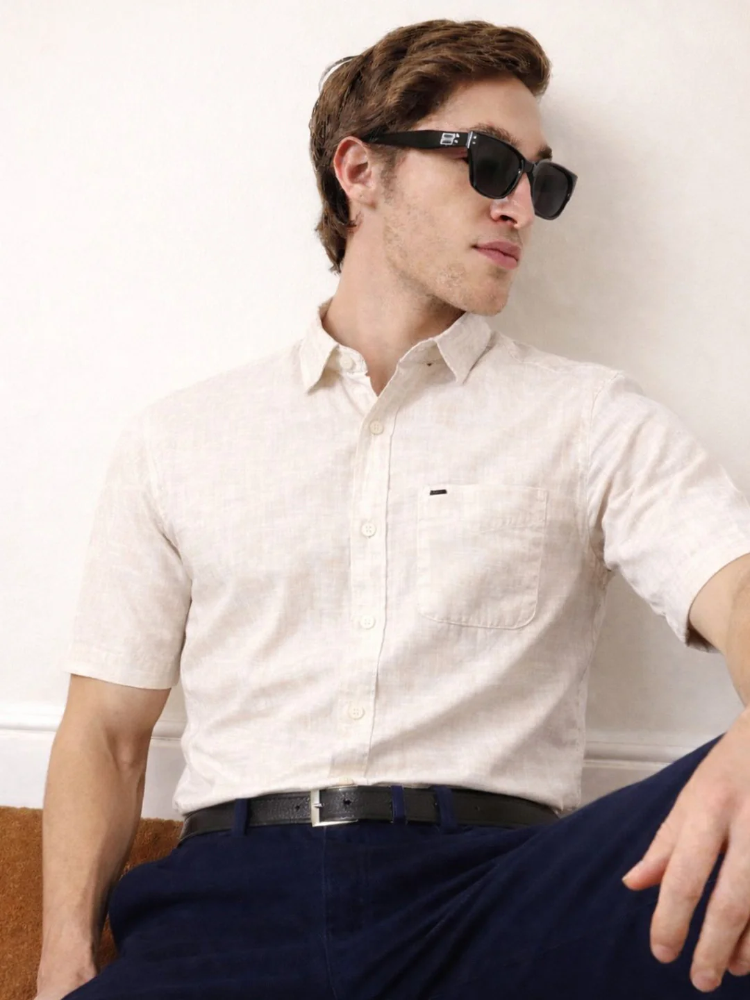 Textured Khaki Solid Shirt