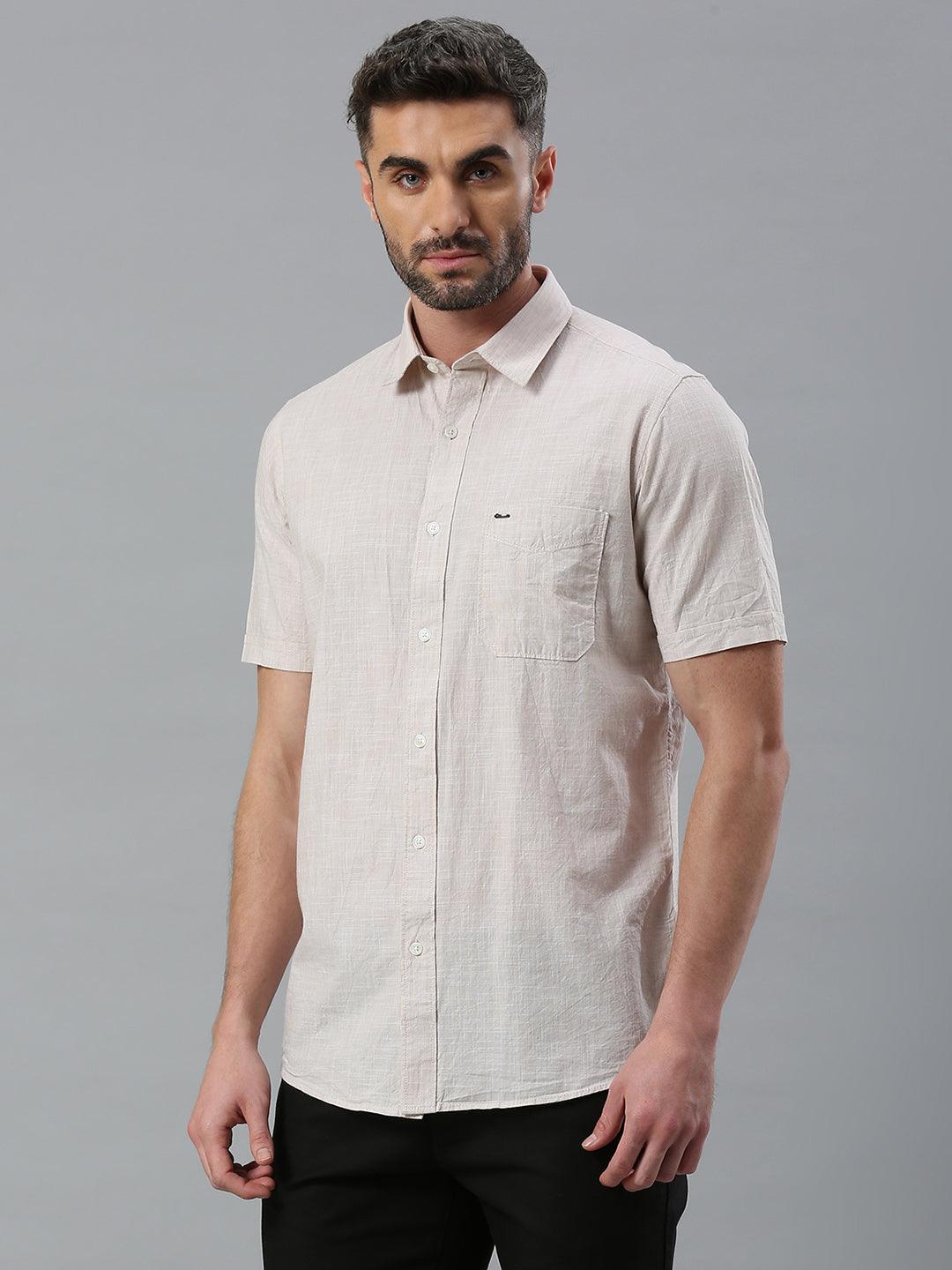 Textured Khaki Solid Shirt - Image 6