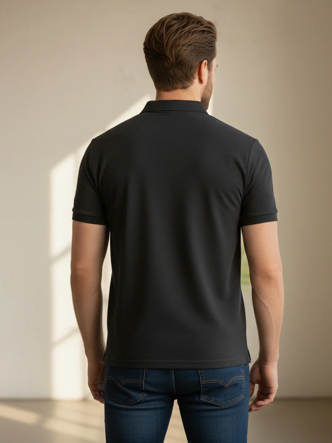 KF Anthra Melange Solid Polo T-Shirt - Image 4