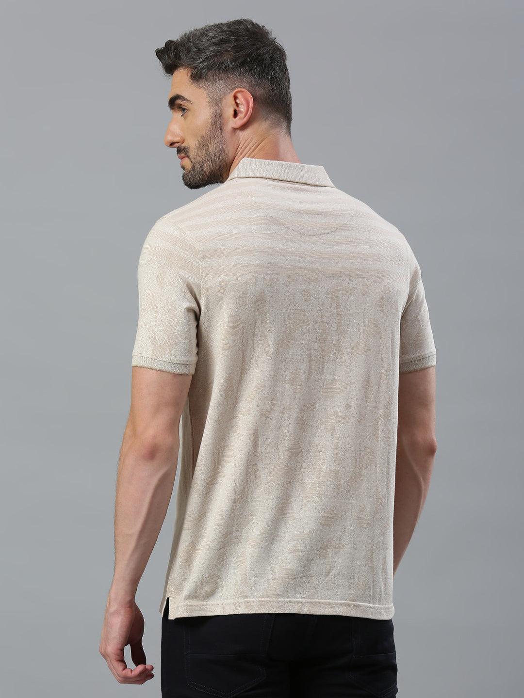 Beige Solid Polo T-Shirt - Image 6