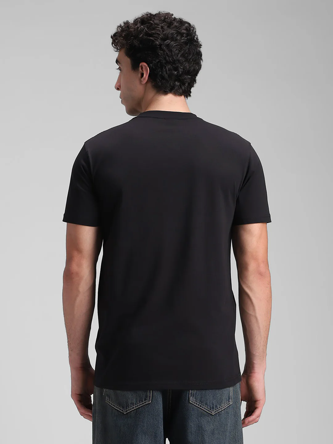 Black Printed Crew T-Shirt - Image 4
