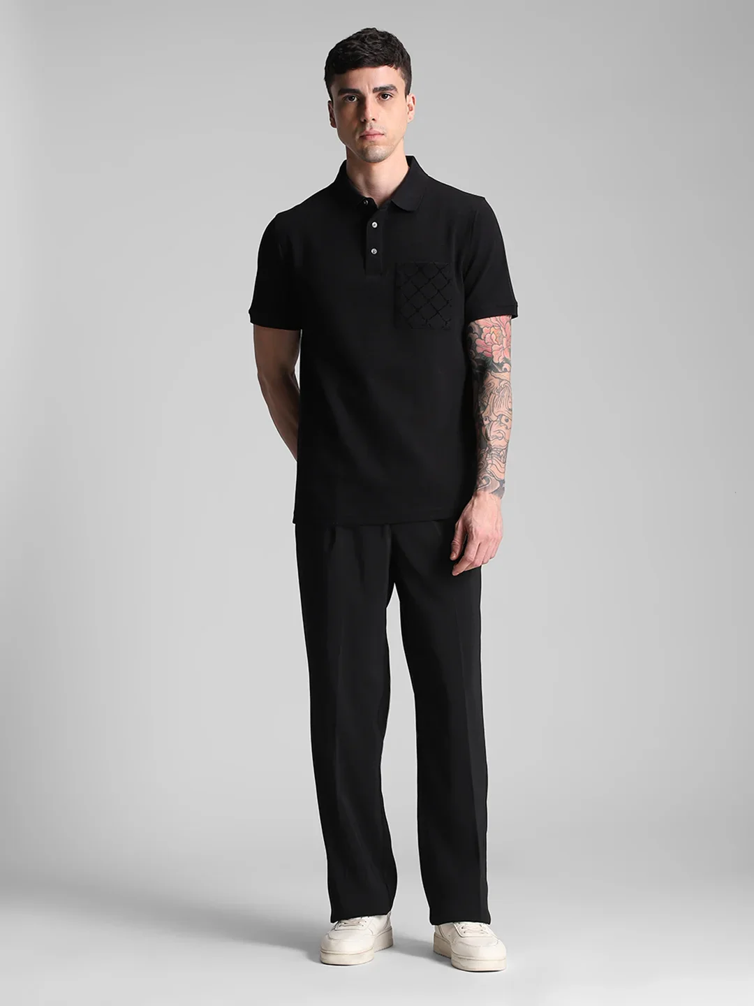 Black Printed Polo T-Shirt - Image 8