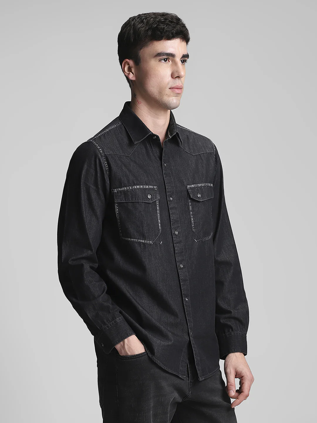 Black Solid Shirt - Image 4