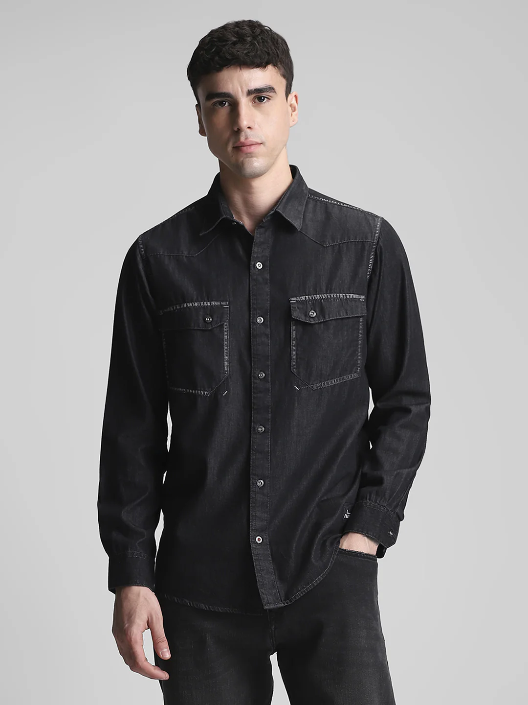 Black Solid Shirt - Image 6
