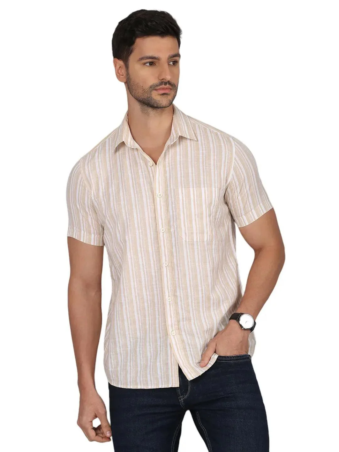 Beige Printed Shirt - Image 3
