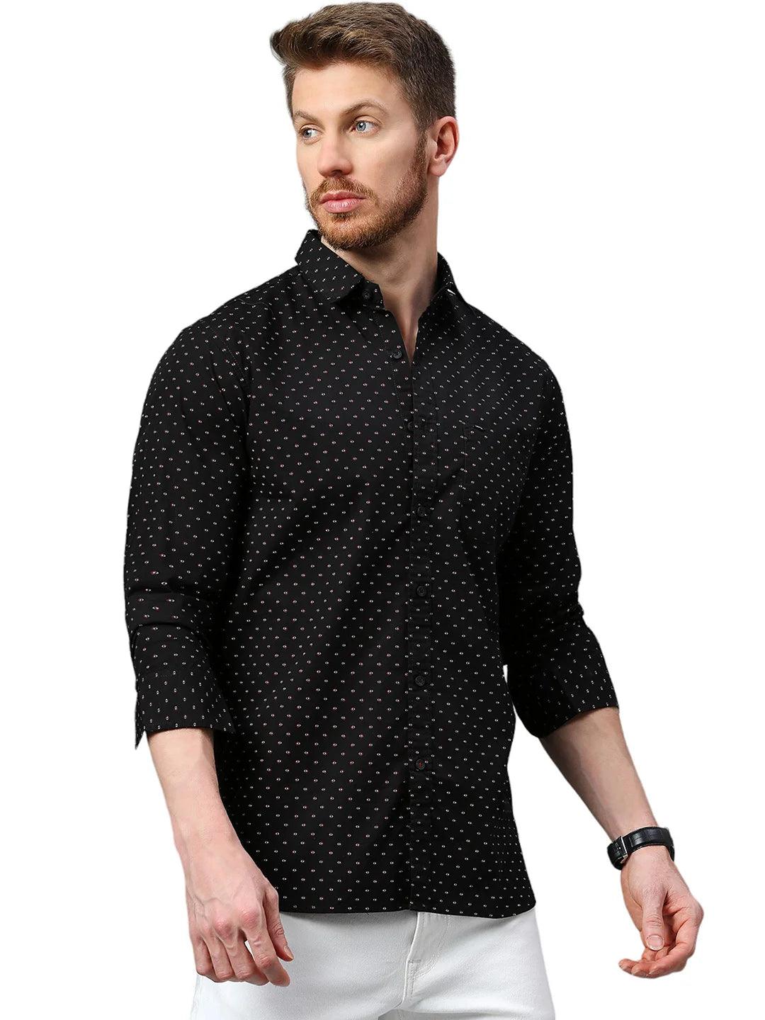 Black Printed Dobby Shirt - Image 2