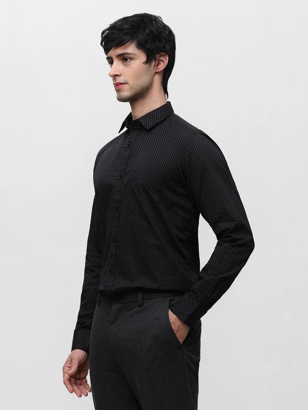 Black Printed Partywear Shirt - Image 5