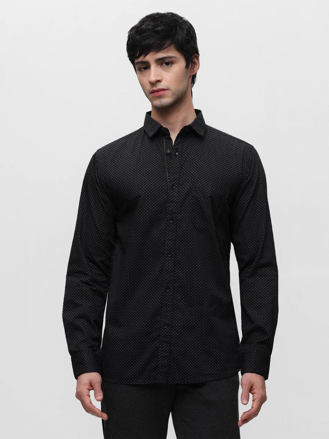 Black Printed Partywear Shirt - Image 8