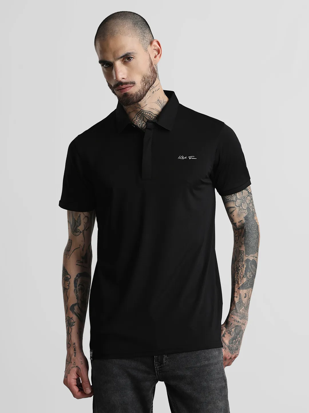 Premium Black Printed Polo T-Shirt