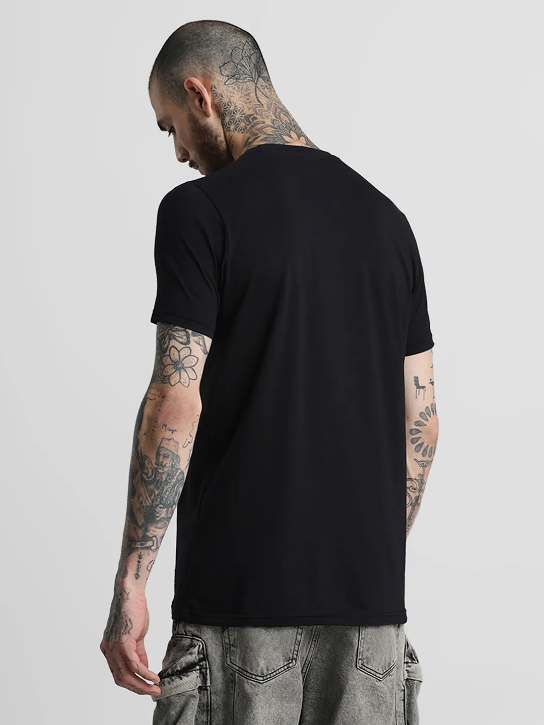 Black Printed Crew T-Shirt - Image 5