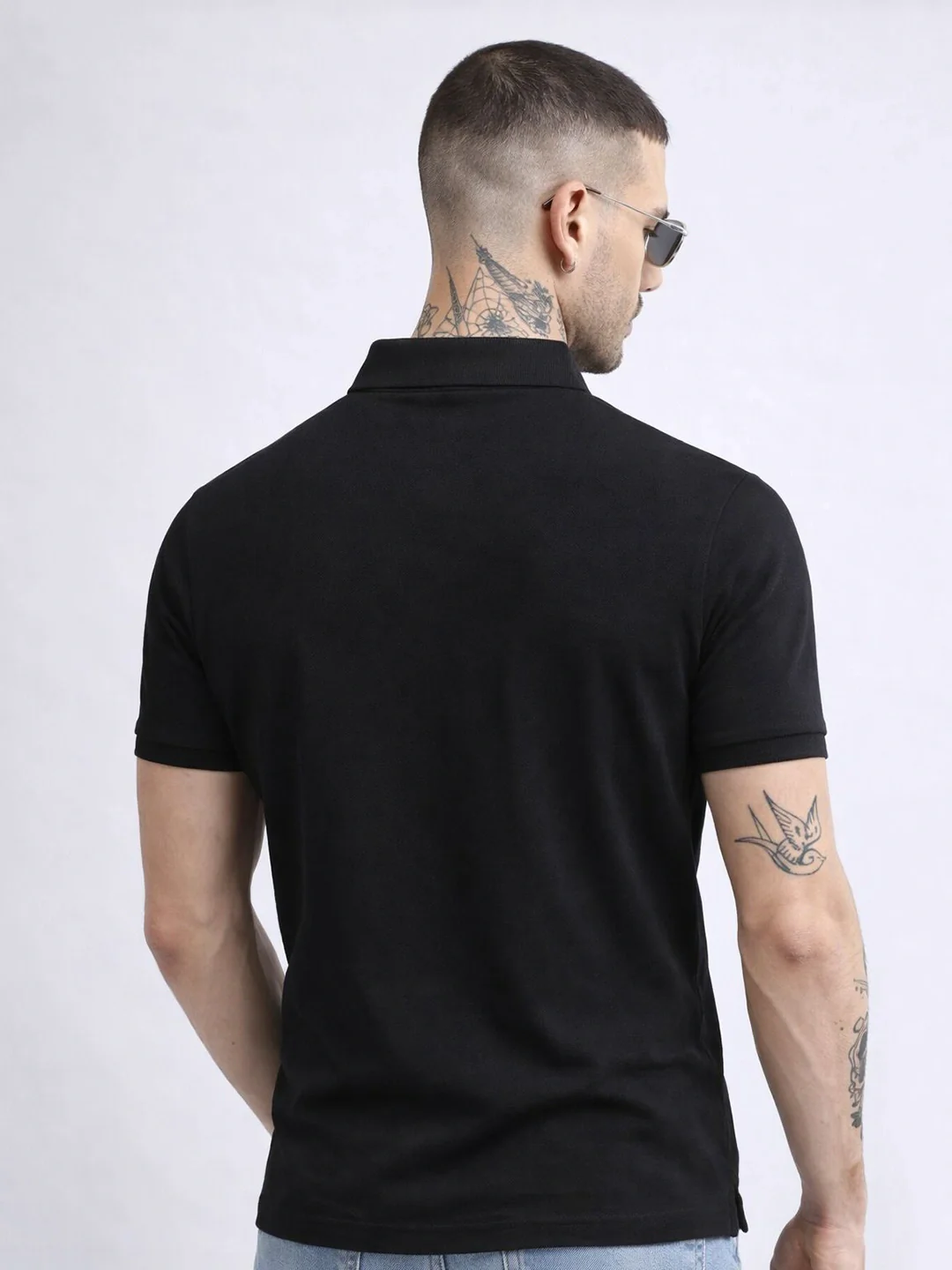 Black Solid Polo T-Shirt - Image 3