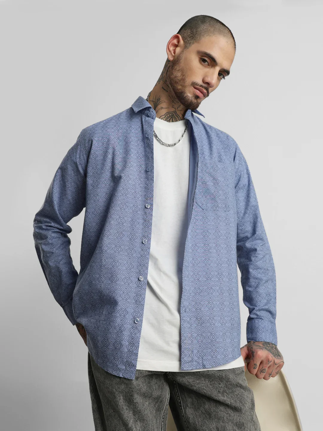 Blue Printed Shirt - Image 6