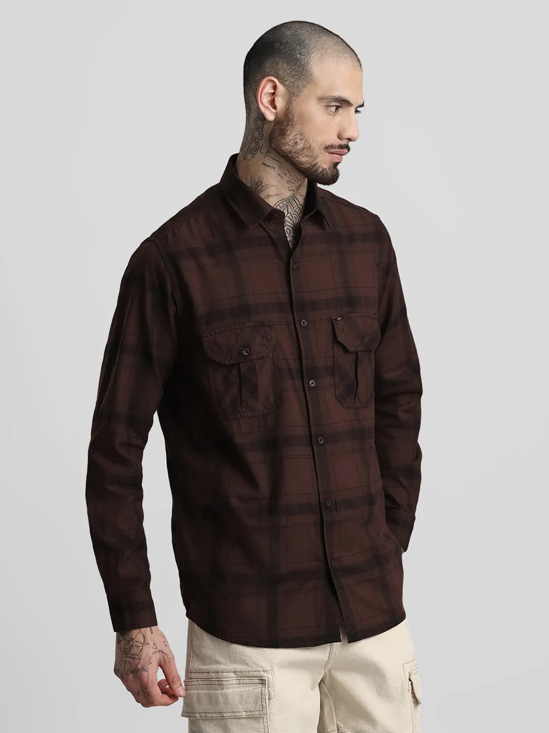 Brown Checkered Shirt