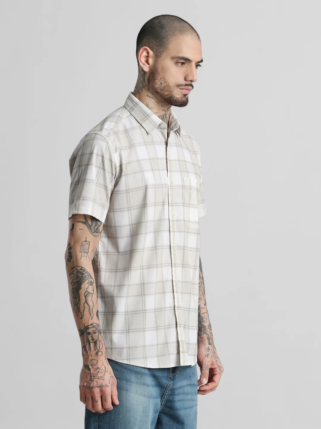 Cream Printed Shirt - Image 4