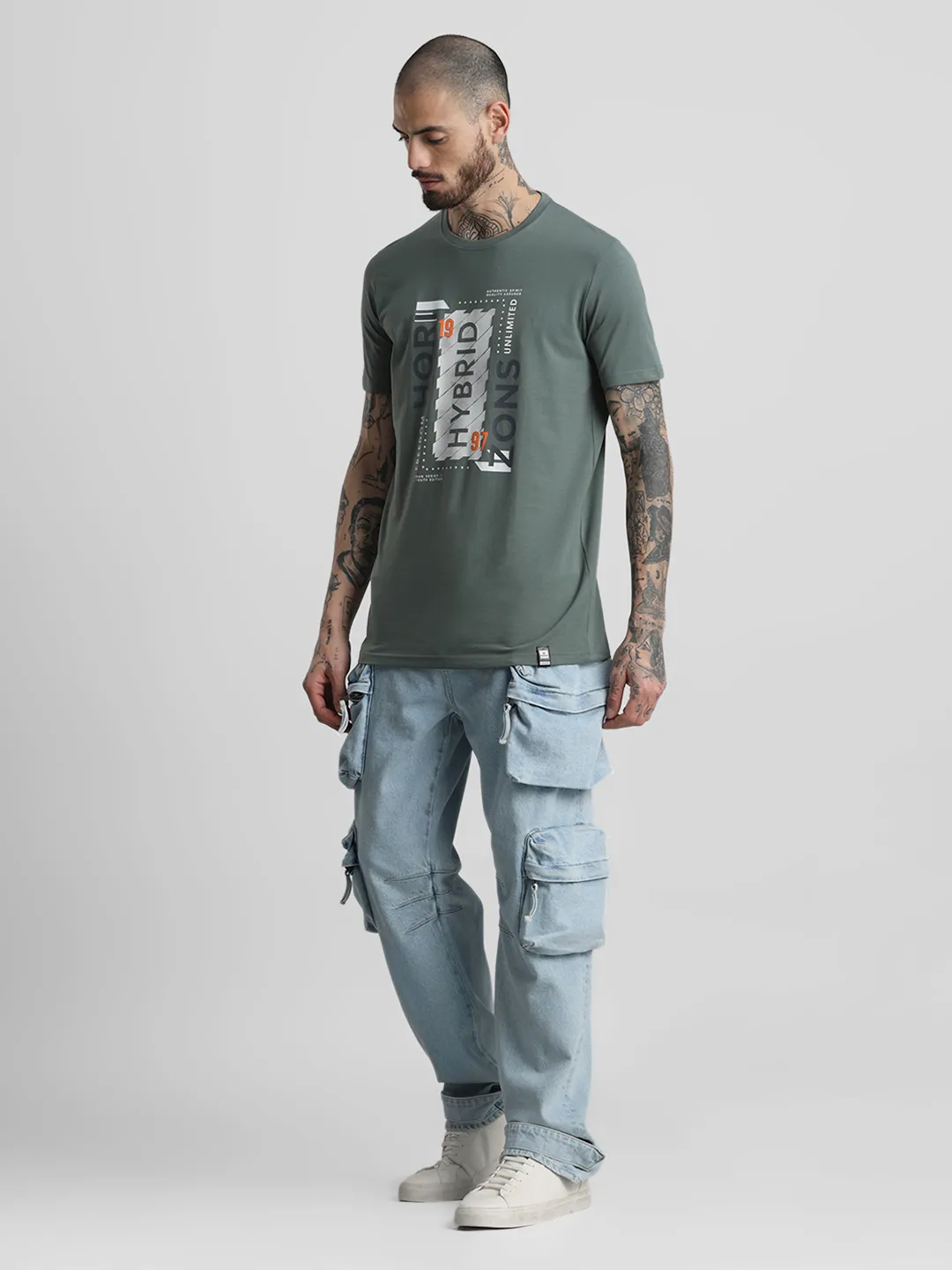 Dusty Green Printed T-Shirt - Image 4
