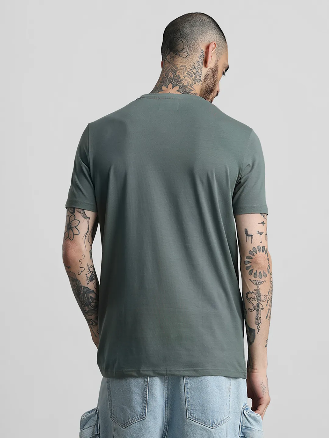 Dusty Green Printed T-Shirt - Image 7