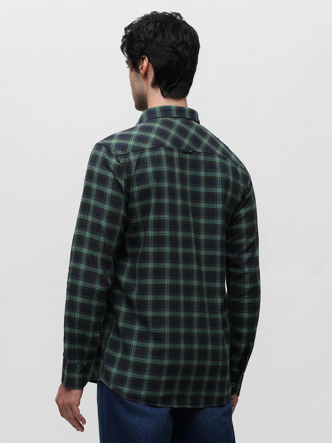 Green Checkered Indigo Dyed Shirt - Image 5