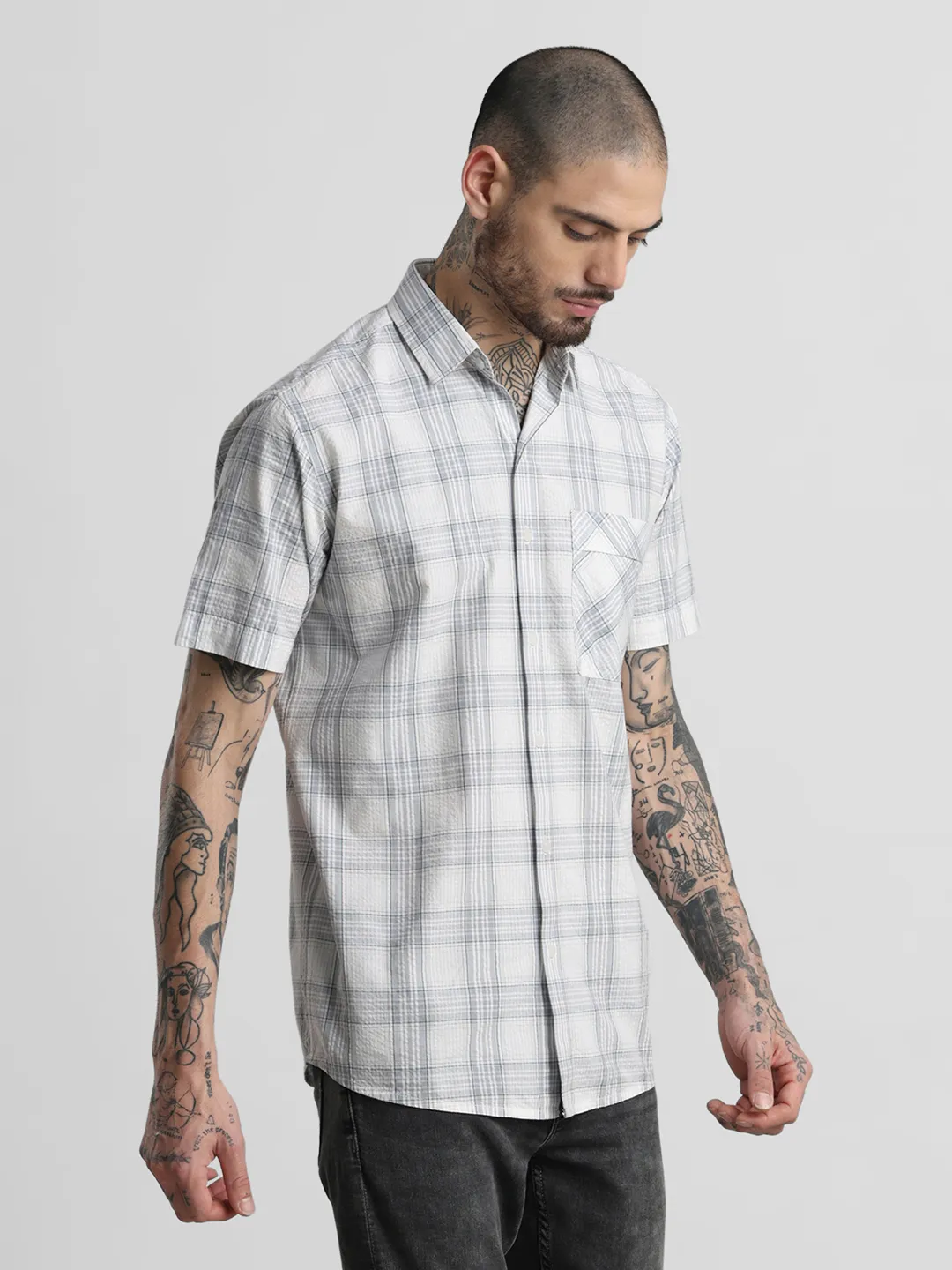 Grey Checkered Shirt - Image 4