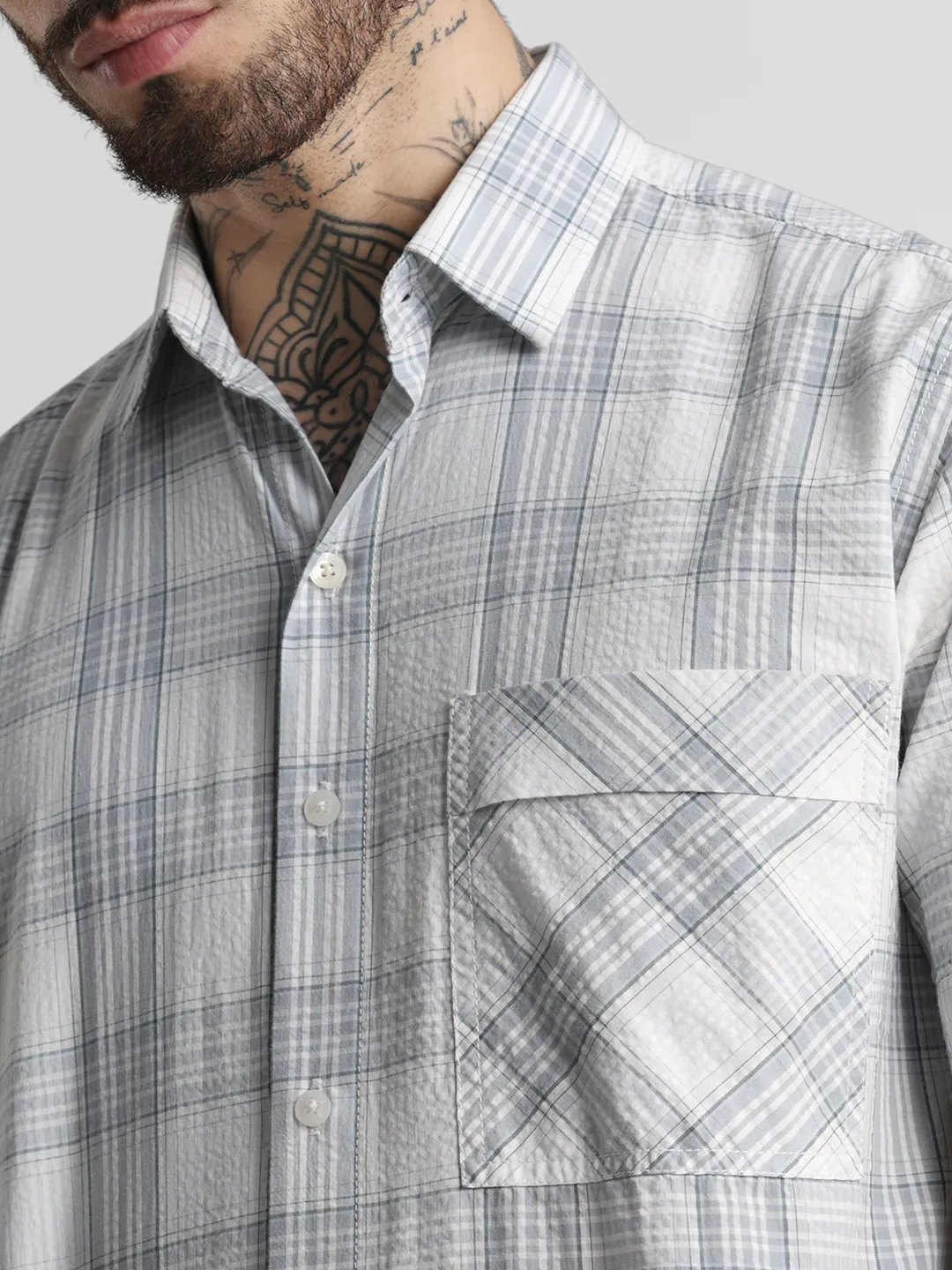 Grey Checkered Shirt - Image 5