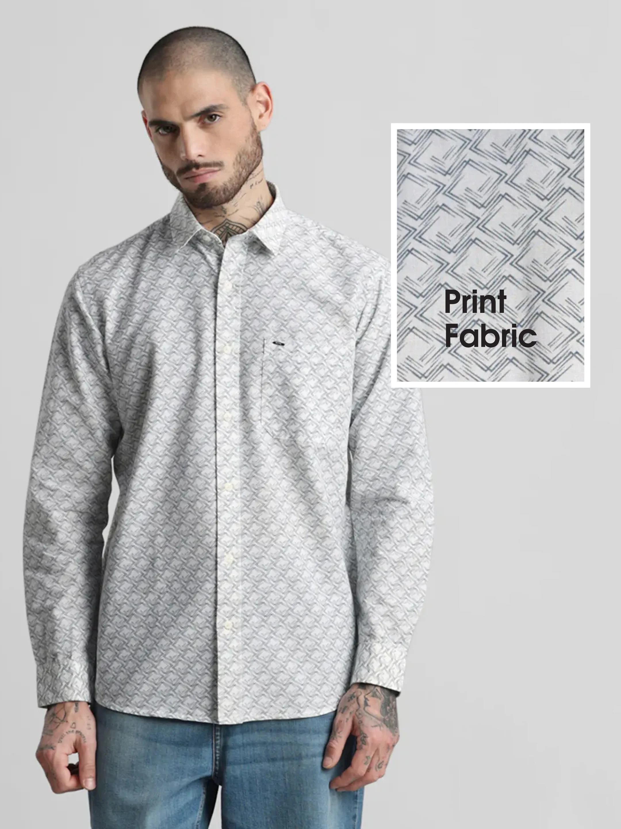 Grey Printed Shirt - Image 2