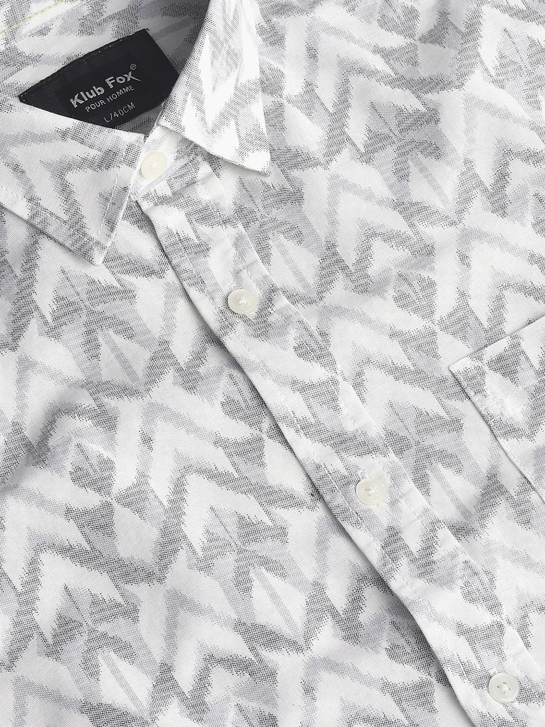 White Grey Printed Shirt - Image 6