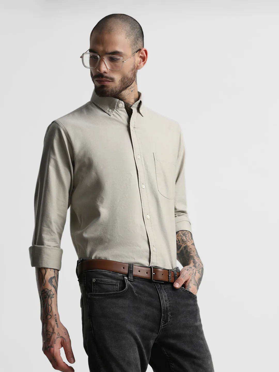 Khaki Solid Shirt