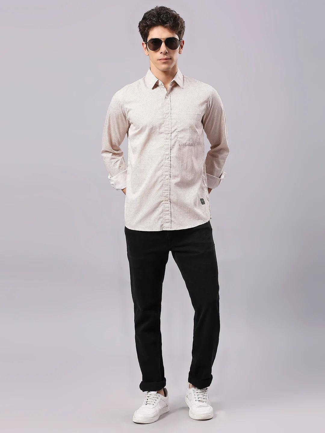 Cream Beige Mango Printed Shirt - Image 7