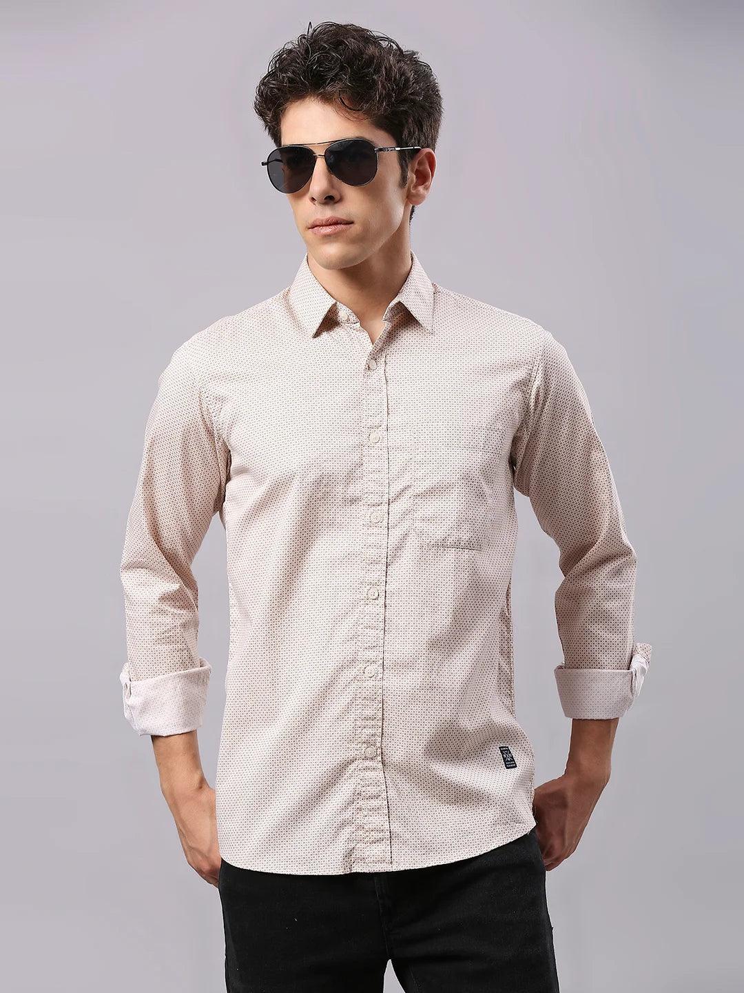 Cream Beige Mango Printed Shirt - Image 8