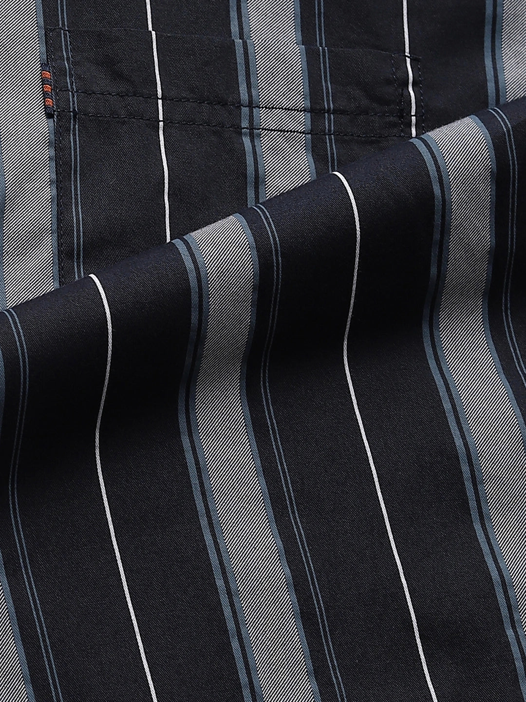 Navy Printed Striped Shirt - Image 4