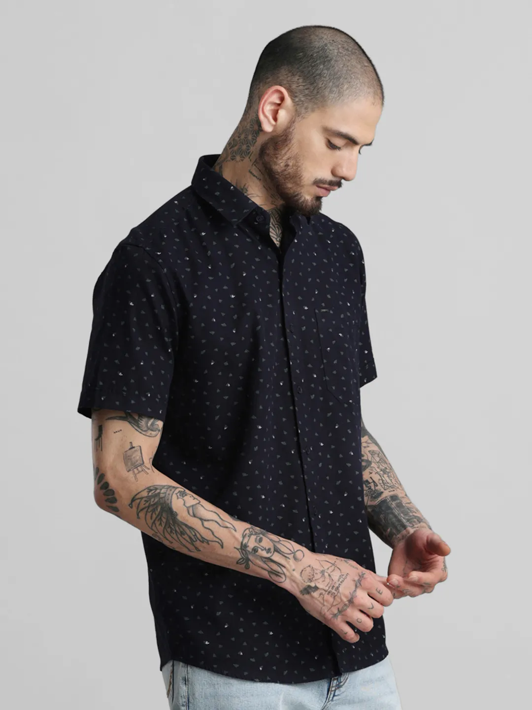 Navy Printed Shirt - Image 4