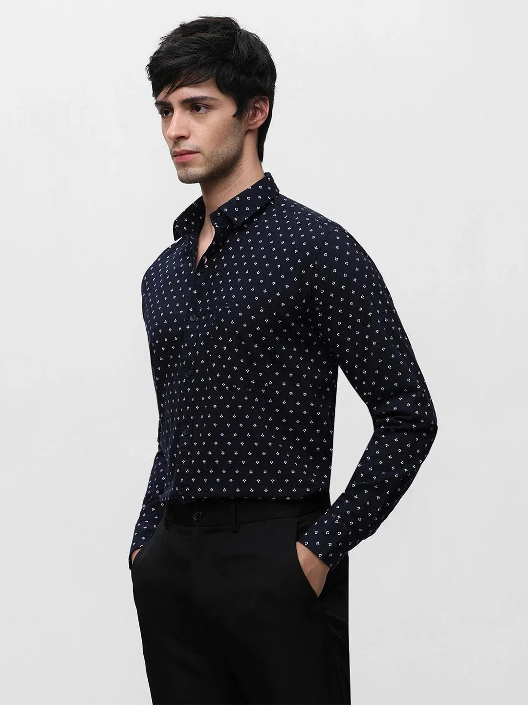 Navy Printed Shirt - Image 2