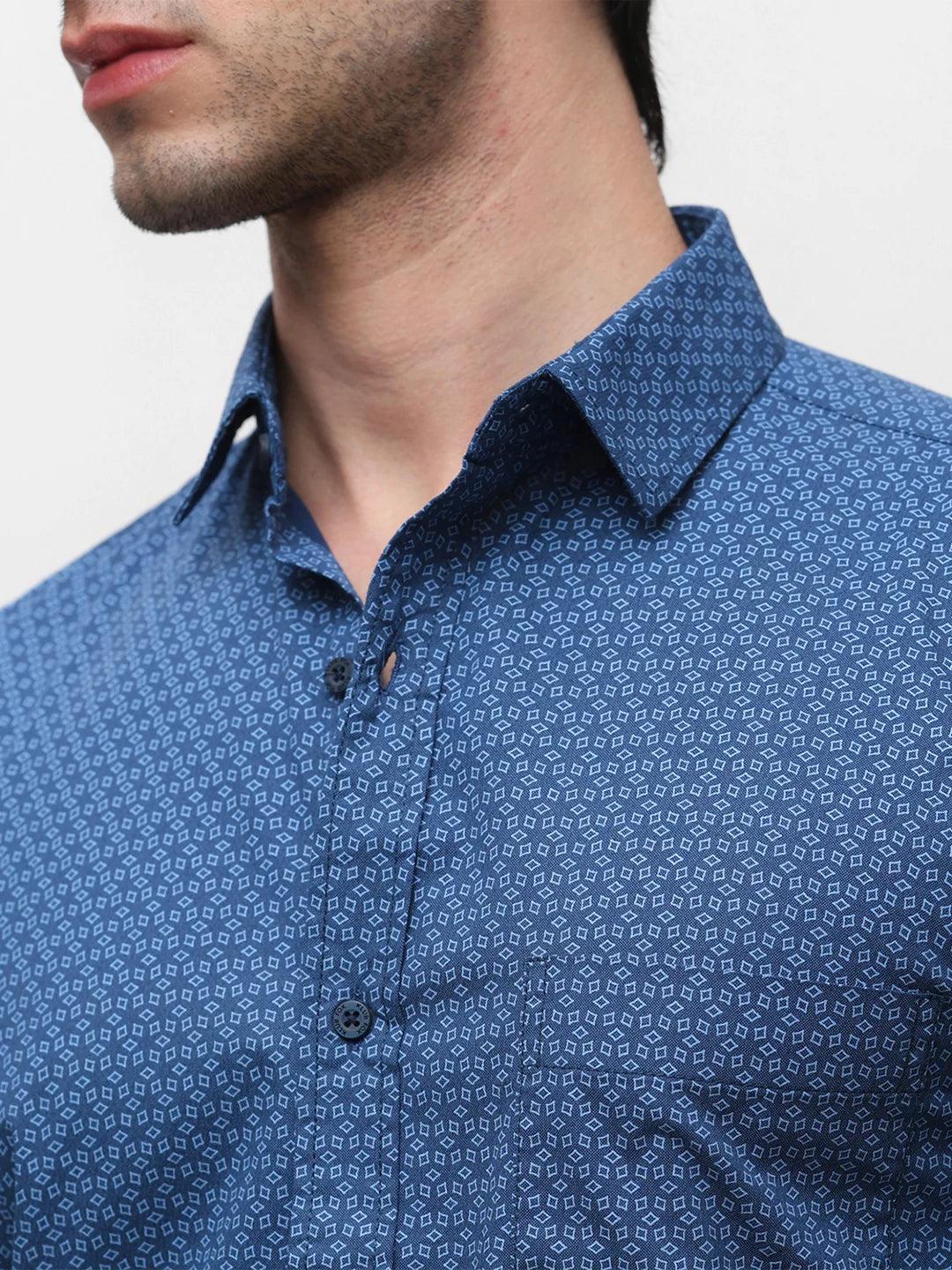 Navy Printed Shirt - Image 5