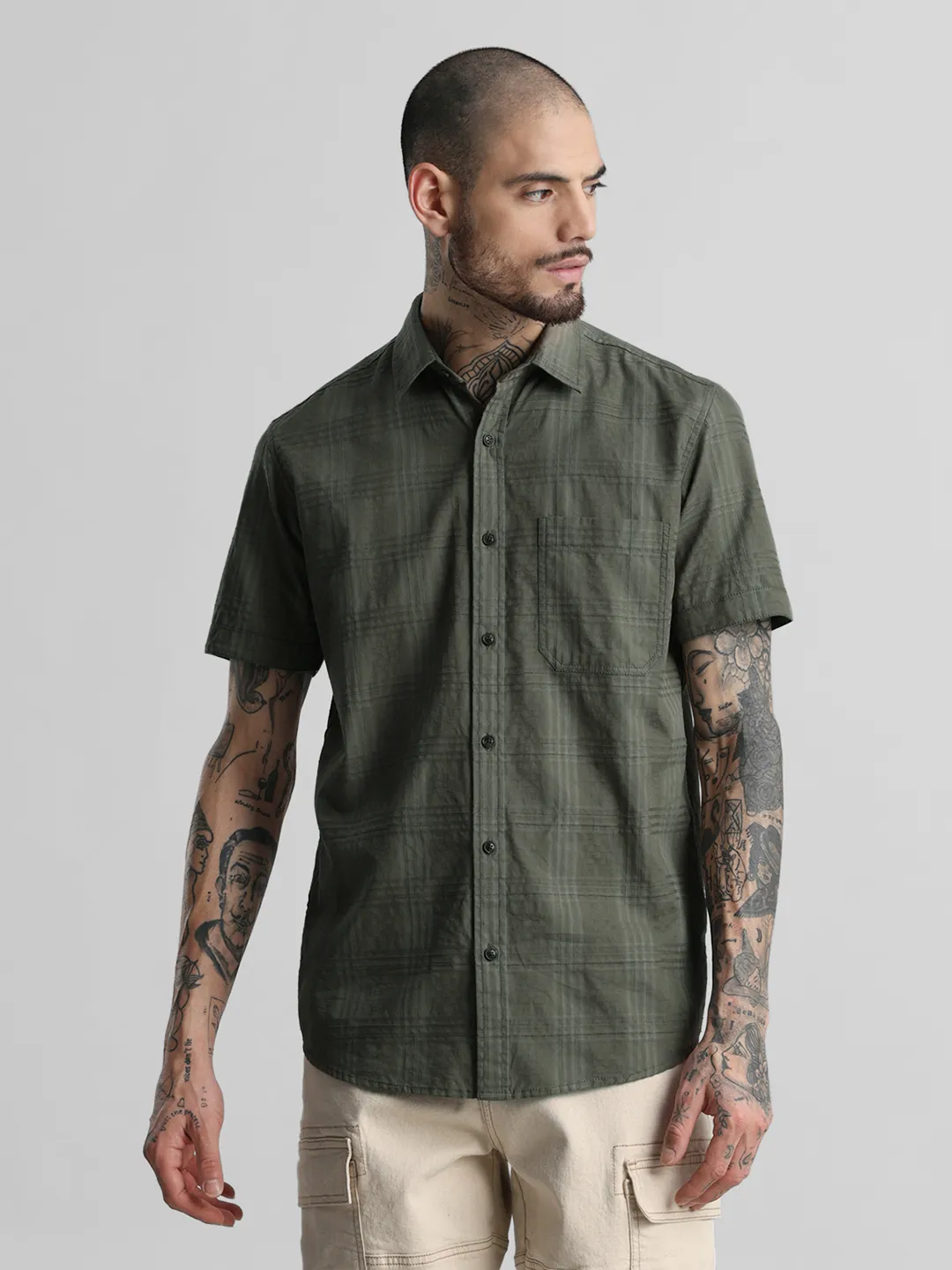 Olive Checkered Shirt - Image 3