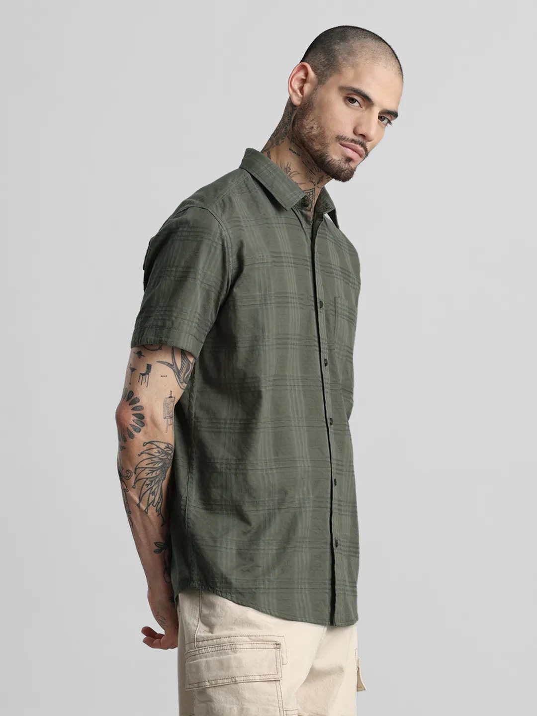 Olive Checkered Shirt - Image 4