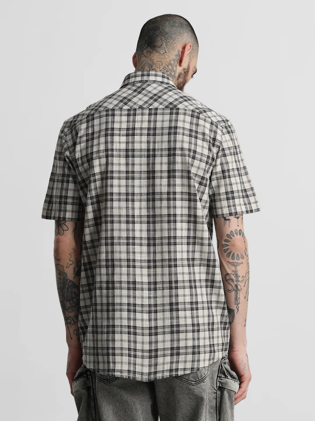 Black Beige Checkered Shirt - Image 5